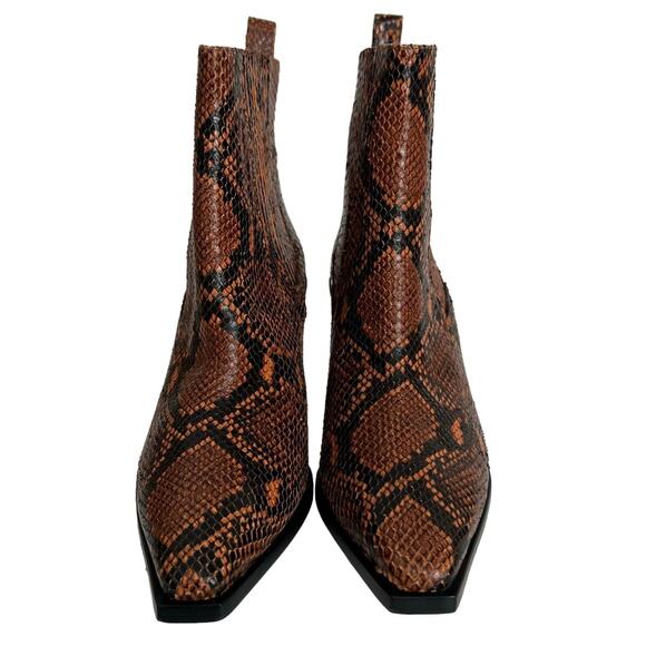 Aeyde Leather Snake Print Western Ankle Boots Size 39 EU - Picture 3 of 10